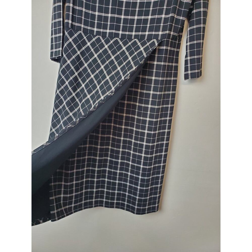 J. Jill Wearever Collection Medium Dress Stretch Knit Black‎ Plaid Wrap Front - Picture 2 of 12
